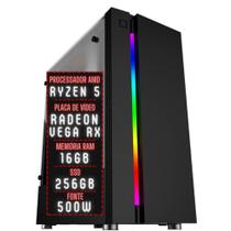 PC Gamer 3green Force AMD Ryzen 5 16GB DDR4 Placa de vídeo Radeon RX SSD 256GB Fonte 500W 3GFO-011