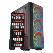 PC Gamer 3green Force AMD Ryzen 5 16GB DDR4 Placa de vídeo Radeon RX SSD 480GB Fonte 500W 3GFO-016