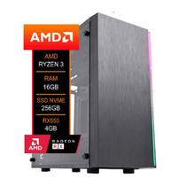 PC Gamer AMD Ryzen 3 4100, RX550 4GB, 16GB DDR4 (2x8GB), SSD 256GB NVMe PC Gamer AMD Ryzen 3 4100, RX550 4GB, 16GB DDR4 (2x8GB), SSD 256GB NVMe