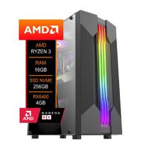 PC Gamer AMD, Ryzen 3 4100, RX6400 4GB, 16GB DDR4 (2x8GB), SSD 256GB NVMe PC Gamer AMD, Ryzen 3 4100, RX6400 4GB, 16GB DDR4 (2x8GB), SSD 256GB NVMe