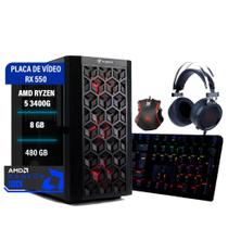 Pc Gamer Amd Ryzen 5 3400G 8Gb Ddr4, Ssd M2 480Gb, Rx 550