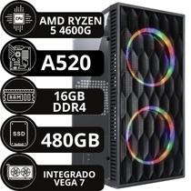 Pc Gamer Amd Ryzen 5 4600g 16gb Ddr4 3200mh Vega 7 Ssd 480gb - Option Soluções