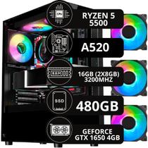 Pc Gamer Amd Ryzen 5 5500 16gb 3200mh Gtx 1650 4gb Ssd 480gb