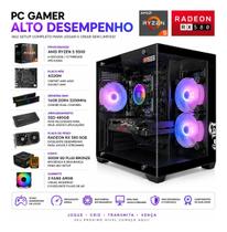 Pc Gamer AMD Ryzen 5 5500, Placa mãe A520M, 16Gb de RAM 3200Mhz, SSD 480Gb, Fonte 80 Plus 500w, Gabinete Aquario e RX 580 8GB
