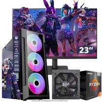 PC Gamer AMD Ryzen 5 5600GT, 16GB RAM, Placa de video Radeon Vega 7, SSD 240GB, Fonte 550W + Monitor 23" LED 75hz