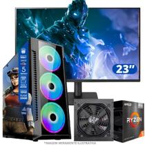 PC Gamer AMD Ryzen 5 5600GT, 16GB RAM, Placa de video Radeon Vega 7, SSD 480GB, Fonte 550W + Monitor 23" LED 75hz