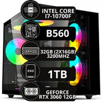 Pc Gamer Aquario Intel I7 10700f 32gb Rtx 3060 12gb Ssd 1tb - Option Soluções