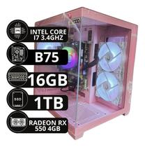 Pc Gamer Aquario Rosa I7 3.4ghz 16gb Ram Ssd 1tb Rx 550 4gb