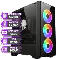 PC Gamer BluePC RUSH - AMD Ryzen 5 5500 16GB DDR4 Radeon RX 580 8GB SSD 512GB - PGBP-RUS1013 PC Gamer BluePC RUSH - AMD Ryzen 5 5500 16GB DDR4 Radeon RX 580 8GB SSD 512GB - PGBP-RUS1013