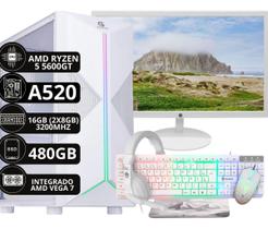 Pc Gamer Branco Completo Ryzen 5 5600gt Vega 7 Ssd 480gb 16g