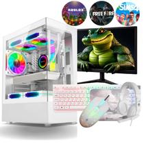 PC Gamer Branco White Completo Intel Core i5 Memoria Ram 16GB SSD 240GB Monitor HDMI Polegadas Kit Gamer