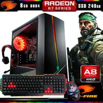 PC Gamer Com Kit G-Fire Htg-497 AMD A8 3.4Ghz 8GB( Radeon R7 2GB) SSD 240GB