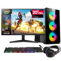 PC Gamer Completo 2Eletro Go, Intel Core i7, 16GB RAM, Radeon RX 4GB, SSD 1TB, 500W 80 Plus, Monitor 20" 75Hz, Kit Gamer com Headset - PG2E-LED1016GO PC Gamer Completo 2Eletro Go, Intel Core i7, 16GB RAM, Radeon RX 4GB, SSD 1TB, 500W 80 Plus, Monitor 20" 75Hz, Kit Gamer com Headset - PG2E-LED1016GO