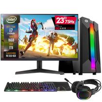 PC Gamer Completo 2Eletro Go, Intel Core i7, 16GB RAM, Radeon RX 4GB, SSD 1TB, 500W 80 Plus, Monitor 23" Full HD 75Hz, Kit Gamer com Headset - PG2E-RGB1034GO