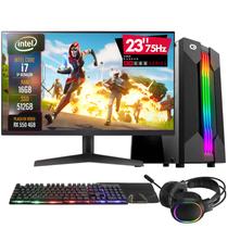 PC Gamer Completo 2Eletro Go, Intel Core i7, 16GB RAM, Radeon RX 4GB, SSD 512GB, 500W 80 Plus, Monitor 23" Full HD 75Hz, Kit Gamer com Headset - PG2E-RGB1031GO