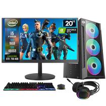 PC Gamer Completo 2Eletro Shot, Intel Core i5, 16GB RAM, Geforce GTX 4GB, SSD 480GB, Fonte 500W, Monitor 20" 75Hz - PG2E-0101SH
