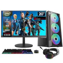 PC Gamer Completo 2Eletro Shot, Intel Core i7, 16GB RAM, Radeon RX 4GB, SSD 480GB, Fonte 500W, Monitor 20" 75Hz - PG2E-0116SH