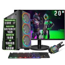 PC Gamer Completo 3green Play Intel Core i7 16GB RAM Placa de vídeo Geforce 4GB SSD 480GB Monitor 20" 75Hz Fonte 500W 3GP-064