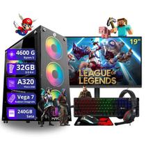 PC Gamer Completo AMD Ryzen 5 4600g Vega 7 32gb ddr4 240gb ssd sata Monitor de 19" - PC Master
