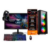 Pc Gamer Completo BluePC Amd Ryzen 5 8500g 16gb Ddr5 Ssd 480gb Monitor 19" - Kit Gamer Teclado Mouse Headset