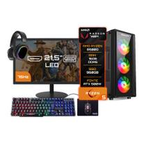 Pc Gamer Completo BluePC Amd Ryzen 5 8500g 16gb Ddr5 Ssd 960gb Monitor 21" - Kit Gamer Teclado Mouse Headset