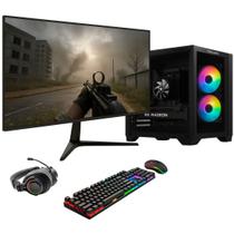 PC Gamer Completo BluePC FRAG, AMD Ryzen 7 5700X, Radeon RX 6600 8GB, B450, 16GB DDR4, SSD 512GB NVMe, Monitor 23" 75Hz, Kit Gamer - PGBP-FRA220