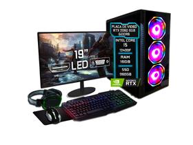 PC Gamer Completo Fácil Intel Core i5 12400F (12ª Geração) 16GB DDR4 RTX 2060 6GB SSD 960GB - Monitor 19" Kit Gamer - Fácil Computadores