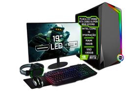 PC Gamer Completo Fácil Intel Core i5 (3ª Geração) 16GB RTX 2060 Super 8GB SSD 480GB Fonte 750w - Monitor 19" Kit Gamer