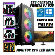 PC Gamer Completo i5, 16GB, SSD 1TB, RX550 4GB, Monitor 21'5 HDMI