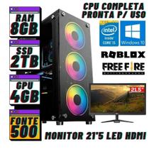 PC Gamer Completo i5, 8GB, SSD 2TB, RX550 4GB, Monitor 21'5 HDMI