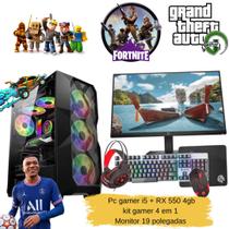 PC gamer COMPLETO i5/rx 550 4gb / monitor 19' /kit 4 em 1 - pc yes