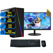 Pc Gamer Completo I7 3.4ghz 16gb Ssd 480gb 500w Monitor 19