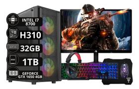 Pc Gamer Completo I7 8700 32gb Ddr4 Ssd 960gb Gtx1650 4gb