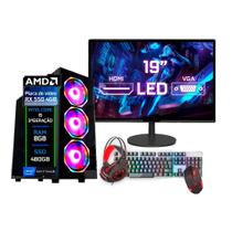 Pc Gamer Completo Intel I5 (3ª Geração) 8gb Amd Rx 550 4gb Ssd 480gb Monitor 19" - Kit Gamer Teclado Mouse - Fonte 500w