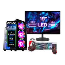 Pc Gamer Completo Intel I5 (3ª Geração) 8gb Amd Rx550 4gb Ssd 240gb Monitor 19" - Kit Gamer Teclado Mouse - Fonte 500w