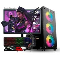 PC Gamer Completo Intel i7 8ª Geração, 16GB, SSD 1TB Monitor 20 Teclado RGB Mouse Headset Mousepad