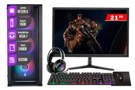 PC Gamer Completo Mancer, AMD RYZEN 5 4650G, 16GB DDR4, SSD 240GB + Monitor 21