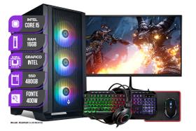 PC Gamer Completo Mancer, Intel Core i5 8ª Geração, 16GB RAM, SSD 480GB + Combo Periférico Gamer + Monitor 21"