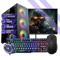 Pc Gamer Completo Processador Intel Core I7 3.4GHz Memória 16gb SSD 480gb Monitor 19 LED Windows 10