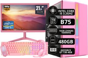 PC Gamer Completo Rosa Intel Core I5 16 GB 480 GB GT 730 4GB + monitor Rosa + kit Gamer Rosa - Option Soluções