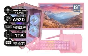 Pc Gamer Completo Rosa Ryzen 7 16gb Ddr4 Ssd 1tb Aquario