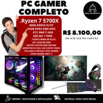 PC Gamer completo ryzen 7 5700X, 32Gb ddr4, rtx 3060 TI 8GB, ssd m2 1tera, monitor 24 curvo 100