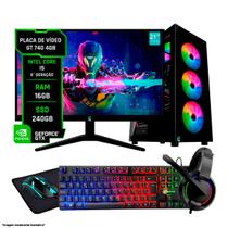 PC Gamer Completo Titan i5 16GB SSD 240GB GT 740 Monitor 21 Kit Periféricos