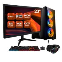 PC Gamer Completo ZEN by BluePC - AMD Ryzen 4700S, 8 núcleos e 16 threads, Geforce RTX 3050 8GB, 16GB RAM, SSD 512GB, Fonte 600W, Monitor 23" 75Hz Full HD - PGBP-CAR1007