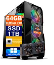 Pc Gamer Computador Cpu Ryzen 7 5700X / SSD 1TB M2 NVME / 64gb Memória Ram DDR4 / Rtx 3060 12gb