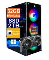 Pc Gamer Computador Cpu Ryzen 7 5700X / SSD 2TB M2 NVME / 32gb Memória Ram DDR4 / Rtx 4060ti 8gb