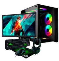 Pc Gamer Core I3 10100F RX580 de 8GB HD 512GB RAM 16GB Gabinete + Monitor 21 e Kit Gamer