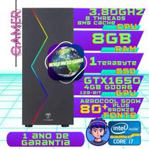 PC Gamer Core i7 3.8Ghz, 8GB RAM, SSD 1TB, GTX1650 4GB, Fonte 500W 80+Plus Bronze (pronto p/ uso)