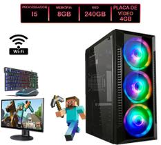 Pc gamer cpu computador i5 8gb, ssd240gb + vídeo 4gb monitor - Alletechshop