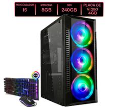 Pc gamer cpu computador i5 8gb+ssd240gb+vídeo 4gb placa wifi - Alletechshop